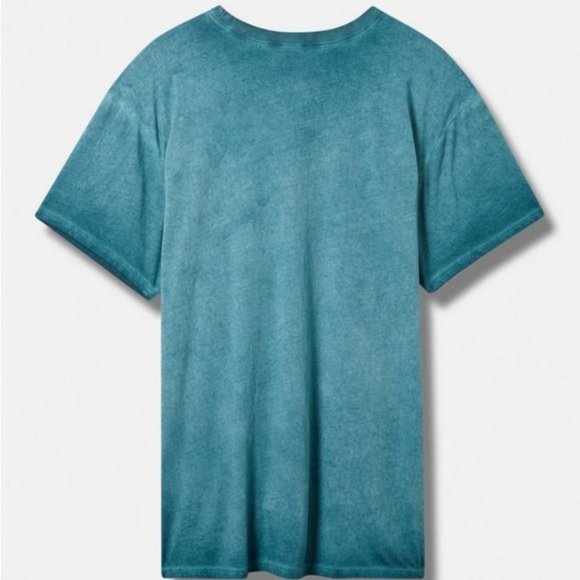 Torrid - Tiger Relaxed Fit Cotton Jersey Destructed Drop Shoulder Tunic in Teal - Picture 13 of 14